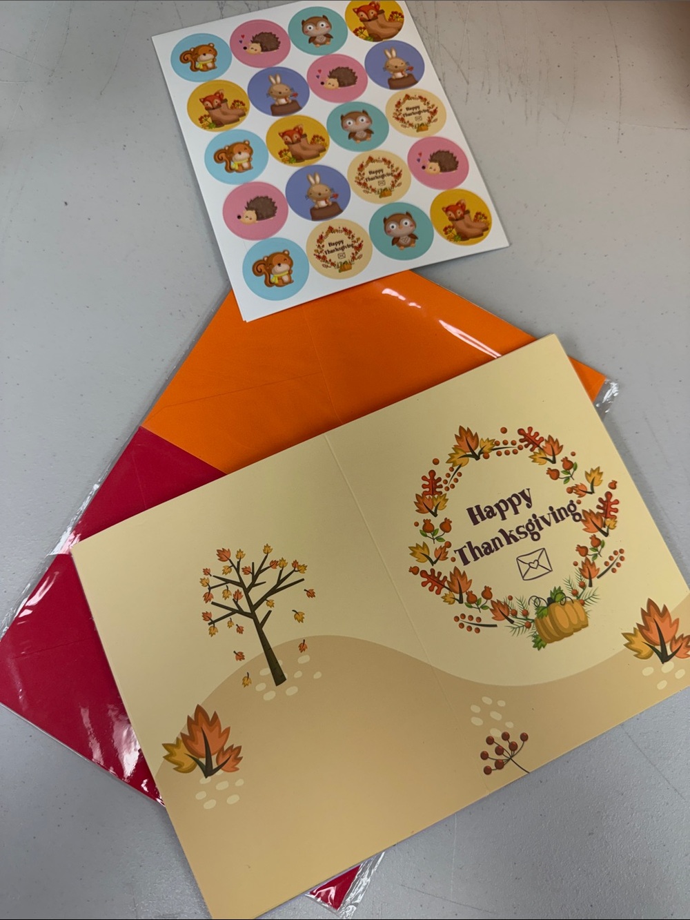Happy Thanksgiving Folding Greeting Card bundle 12 cards 12 envelopes 2 sheets
